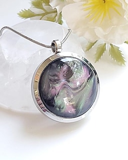 Aurora Borealis Locket Necklace | Large Keepsake Jewellery Lockets | Cremation Urn Jewelry | Memorial Ashes Pendant | Condolence Gifts