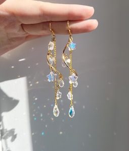 Shooting Star Dangle Earrings | Celestial Star Drop Earrings