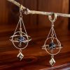 Celestial Orbit Dangle Earrings, Copper Resin Zircon