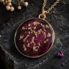 Galaxy Resin Necklace, Cosmic Gold Flake Pendant, Celestial Jewelry, Space Inspired Necklace, Universe Gift, Handmade Round Pendant