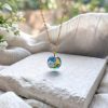 Moon Necklace with Twilight Sky and Clouds | Hand Poured Resin Dome in Gold | Celestial Night Gift