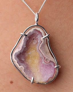 Peach Geode Druzy Pendant